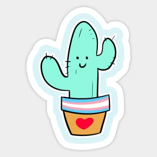 Trans Pride Cactus Sticker